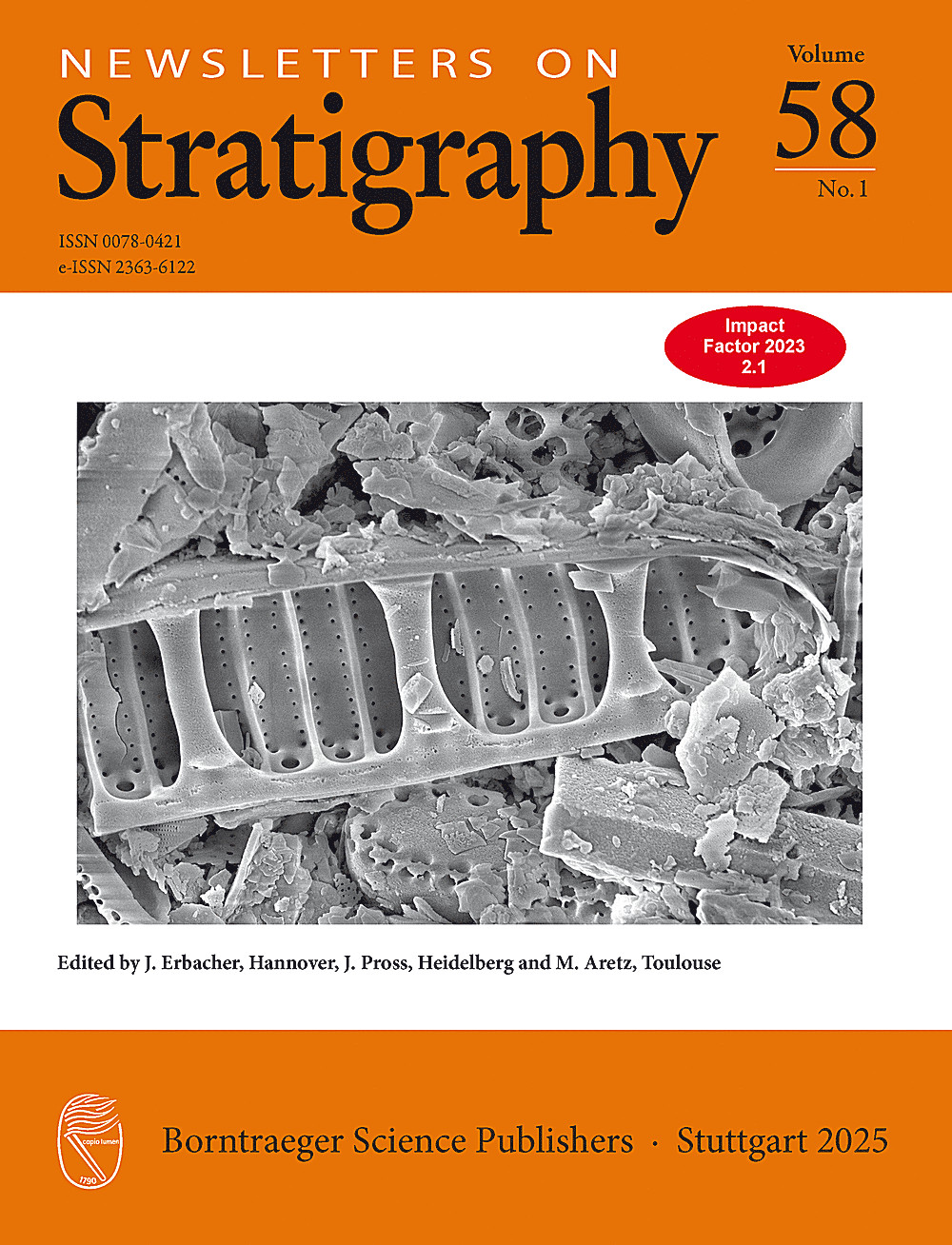 Cover image of: Newsletters on Stratigraphy Volume 58 Number 1